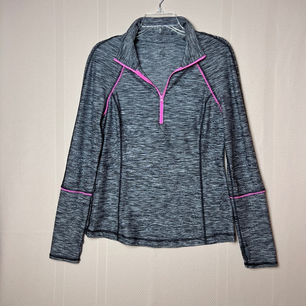 Zella Women's Half Zip Micro Stripe Black/White Medium